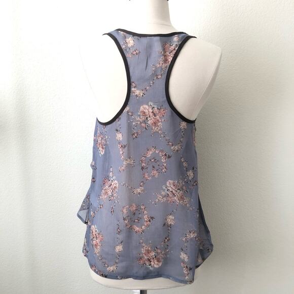 Mind Code blue layered floral racerback tank top - Picture 3 of 6